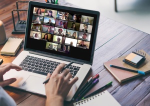 Person engages on Zoom. 