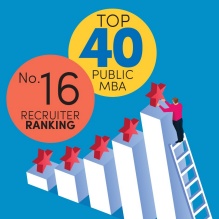 Graphic with text that reads "Top 40 Public MBA" and "Number 16 Recruiter Ranking". 