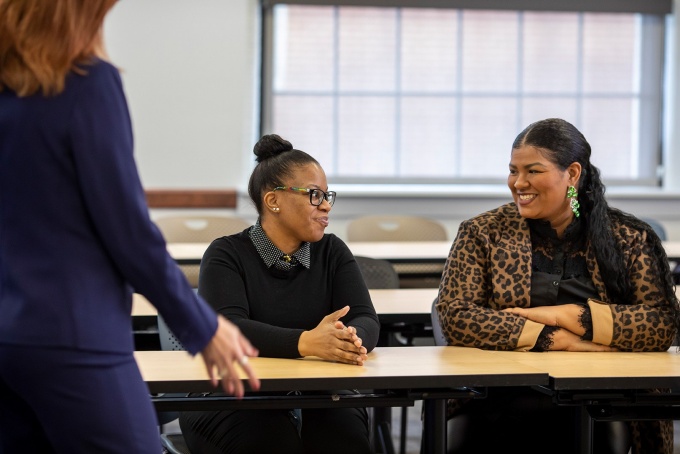 Kenyana David and Nicole Davis in the CEL classroom. 