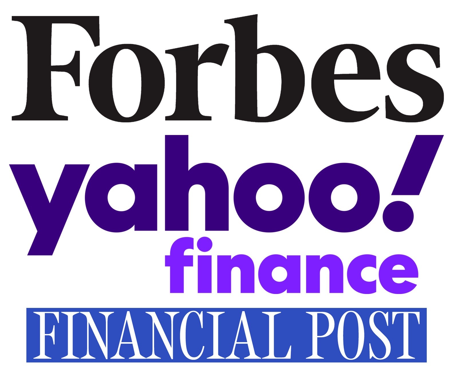 Forbes, Yahoo and Financial Post logos. 