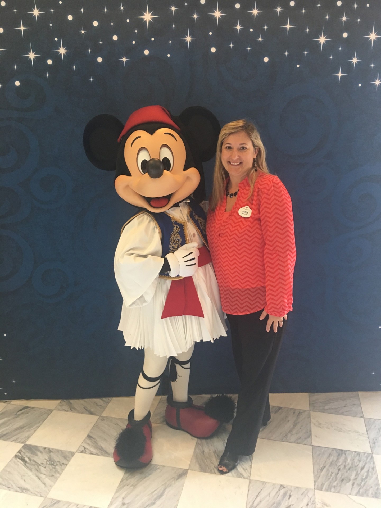 Carrie Matson with Mickey Mouse. 