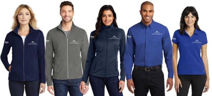 Models wearing UB School of Management apparel. 