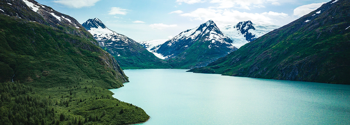 Mountains and water in the Arctic.