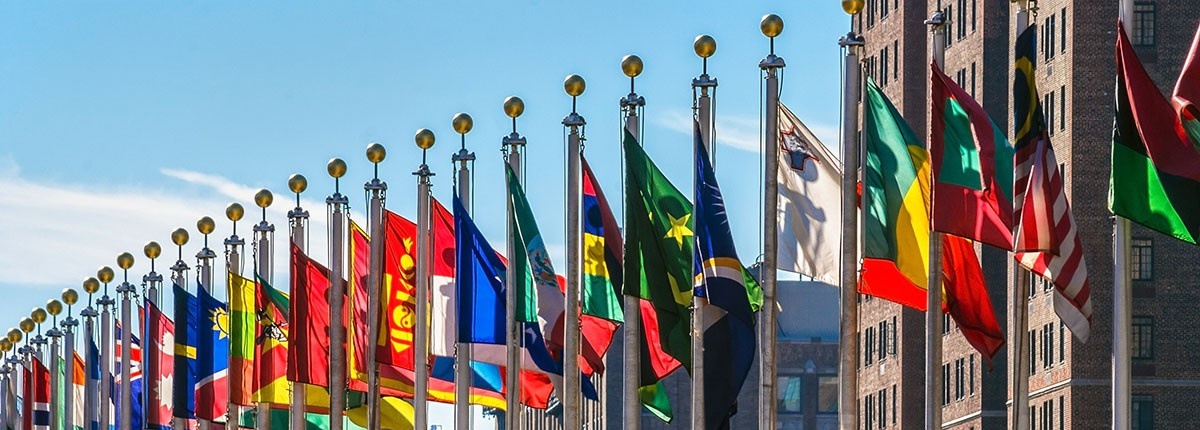 Flags outside the U.N. building. 