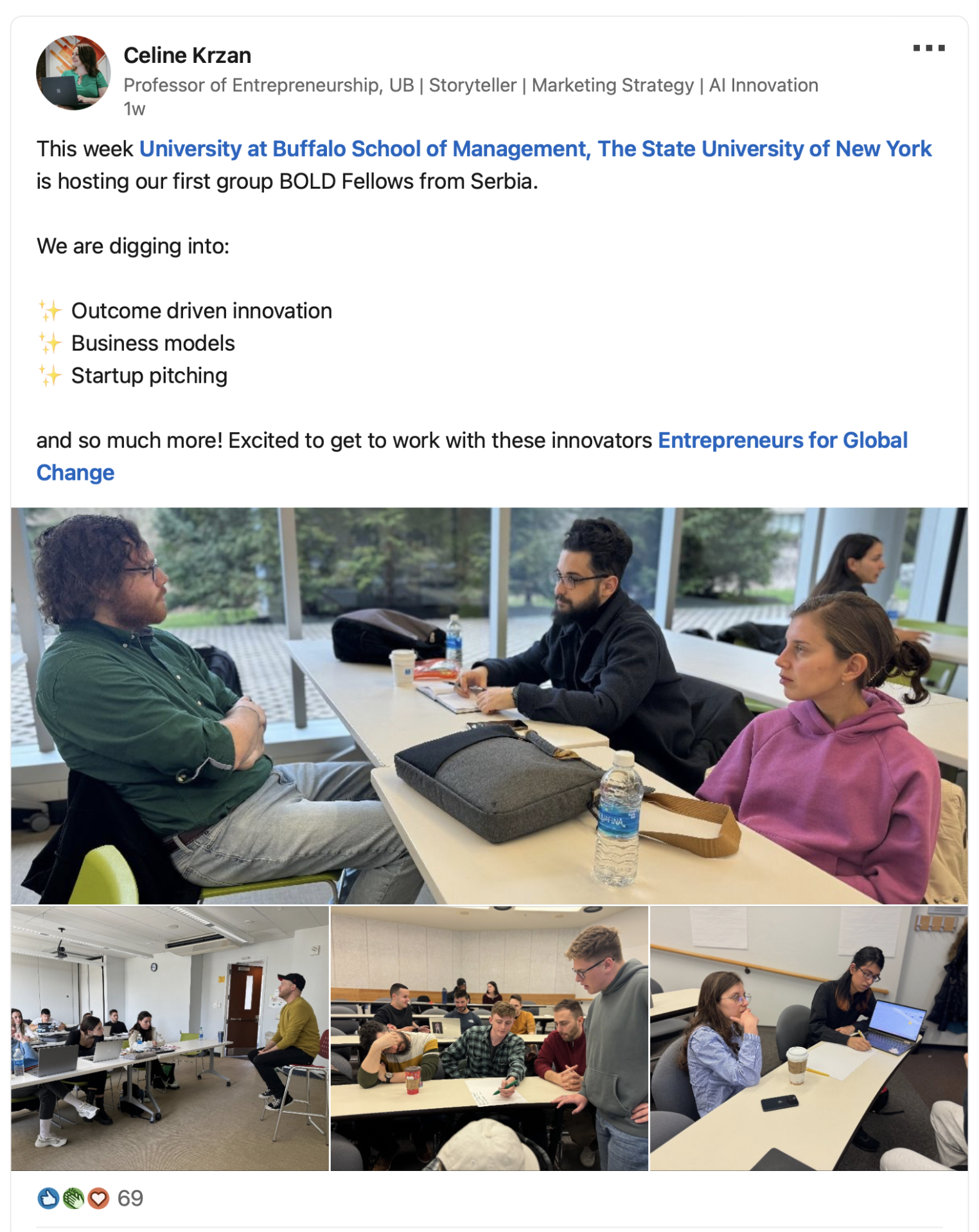 Celine Krzan's LinkedIn post.