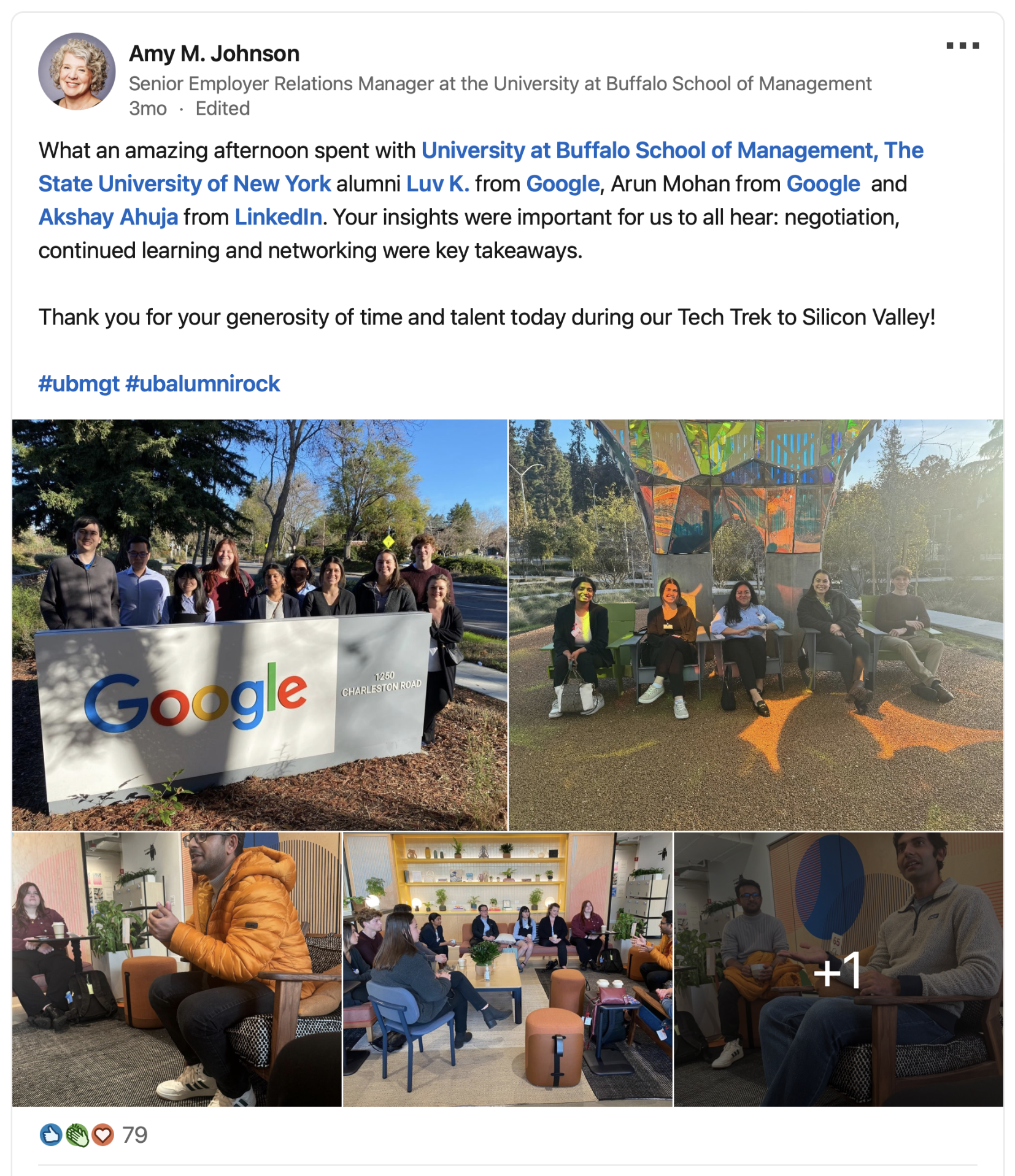 Amy Johnson's LinkedIn post.