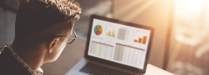 Business person analyzing finance document. 