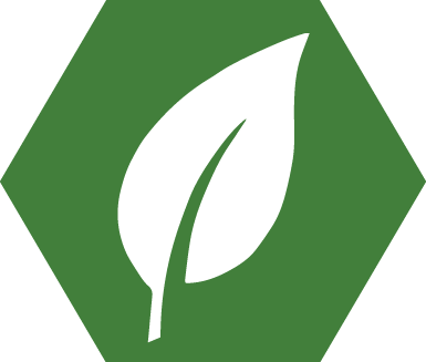 Green icon with leaf. 