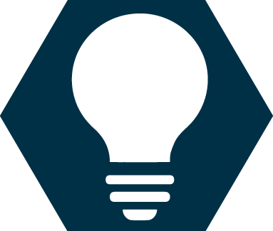 Blue icon with lightbulb. 