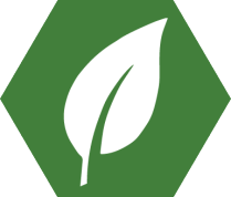 Green icon with leaf. 