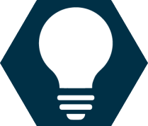 Blue icon with lightbulb. 