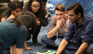 Entrepreneurship students working in a group. 
