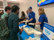 Associate deans Natalie Simpson, Dave Murray and Nallan Suresh handed out cake and ice cream to students. 