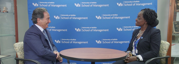 Screen capture of an awardee being interviewed in the video series. 