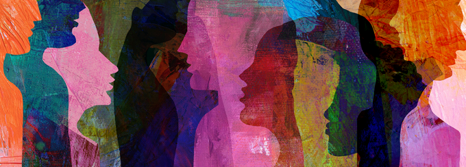 illustration of people talking. 