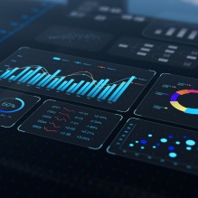 Digital surface showing charts and graphs. 