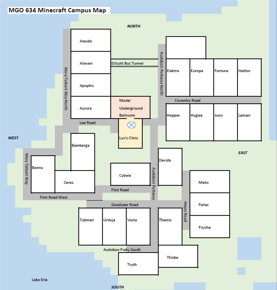 Zoom image: Teams used this map to find their designated work area and navigated streets named after those found on UB’s North Campus. 