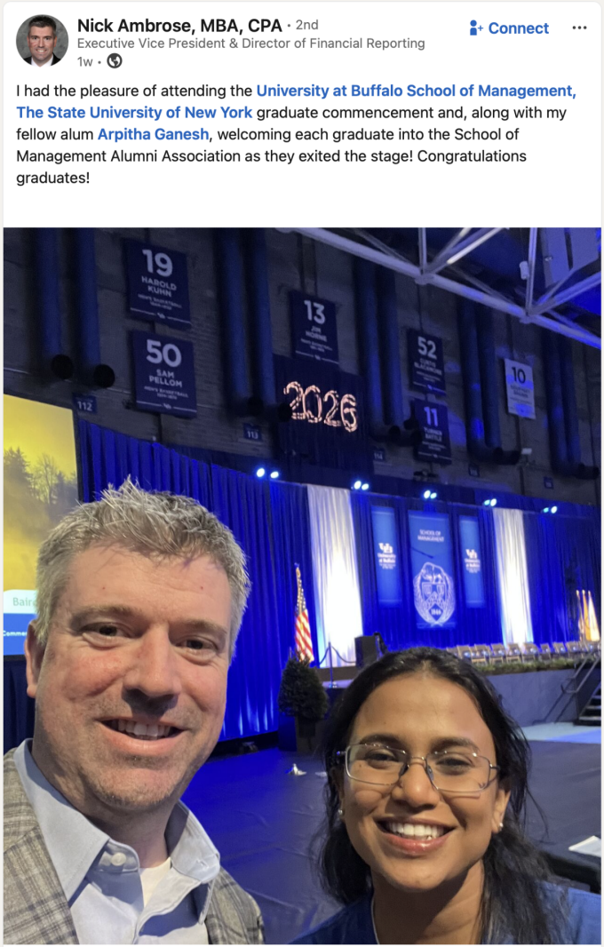 Nick Ambrose's LinkedIn post. 