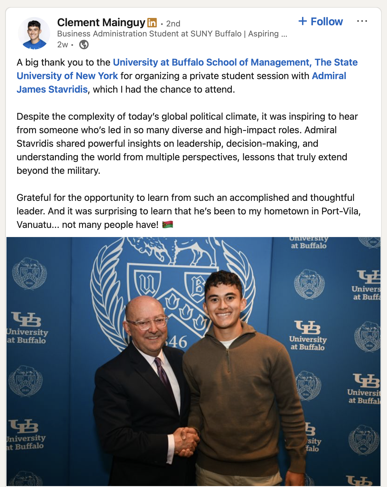 Clement Mainguy LinkedIn post.