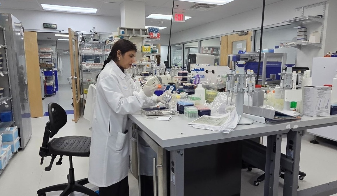 Zoom image: Senior scientist Navneet Momi in a lab at Ernexa Therapeutics. Photo: Dipmoy Nath 