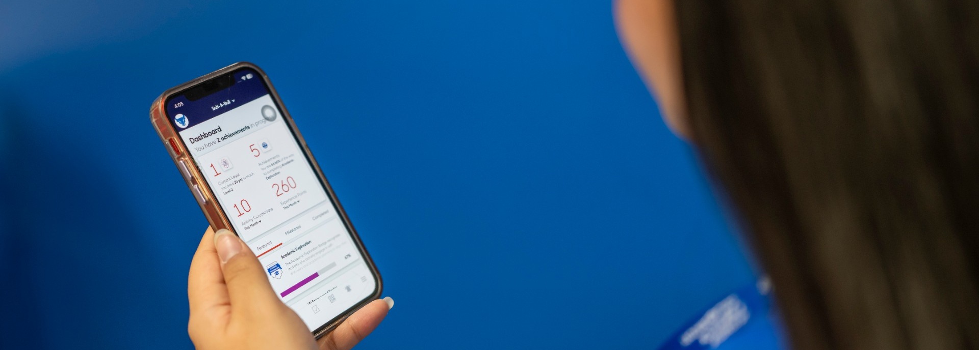 Student using the Suit-A-Bull app.