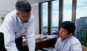 An intern receiving training. 
