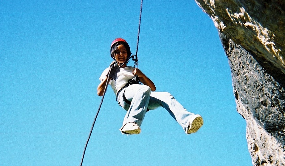 Person abseiling. 
