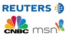 Reuters, CNBC and MSN logos. 
