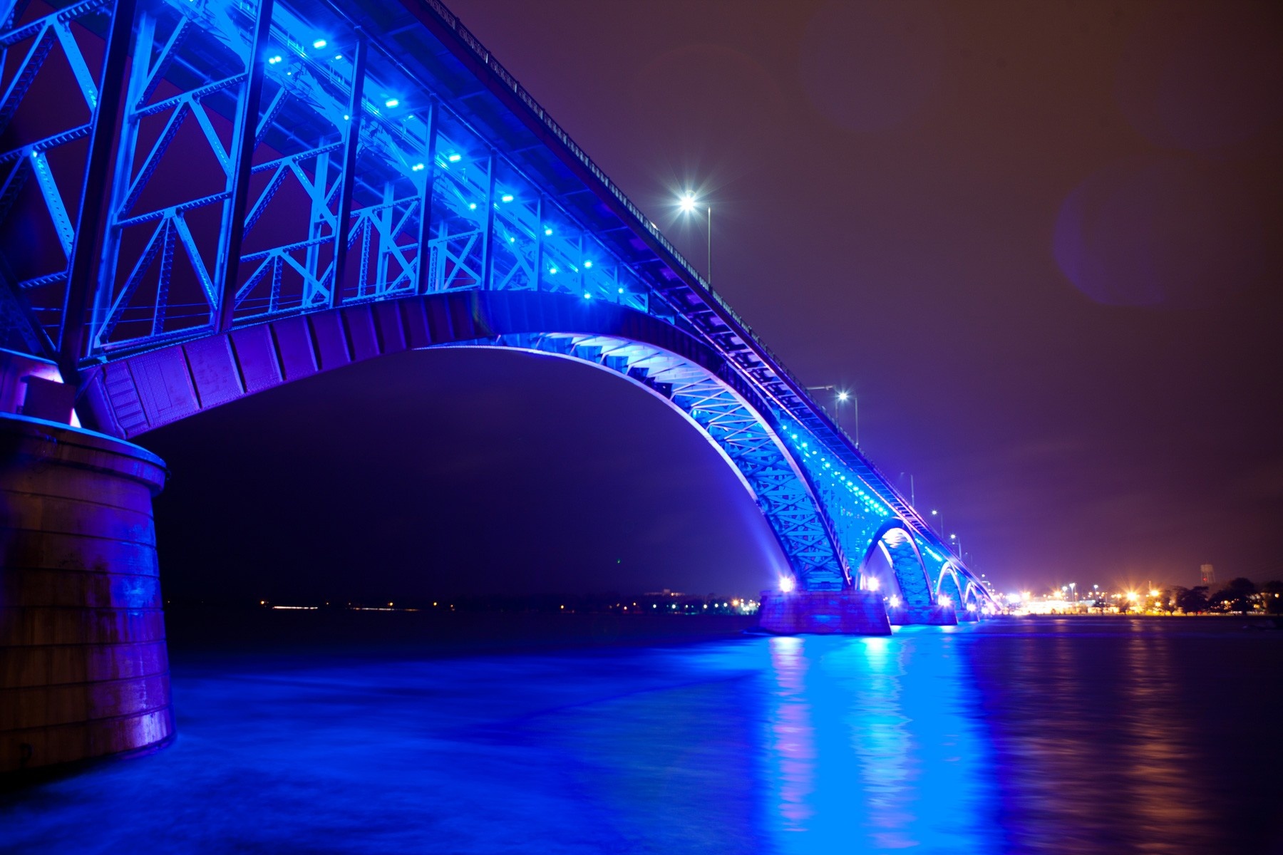 Peace Bridge at night. 