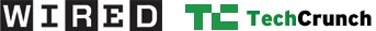 Wired and Tech Crunch logos. 