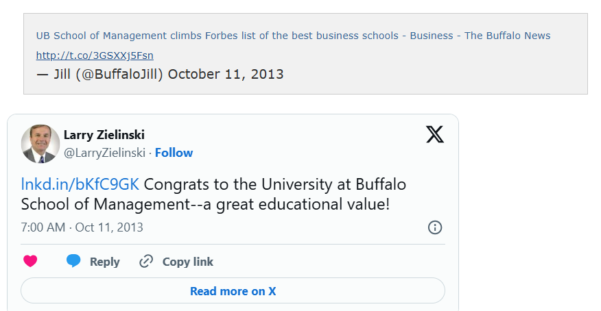 Social media posts regarding Forbes ranking. 