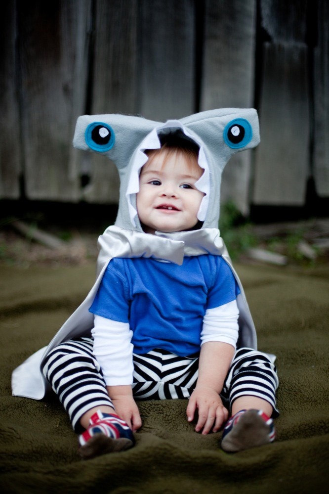 Infant wearing one of Pip and Bean's creations. 