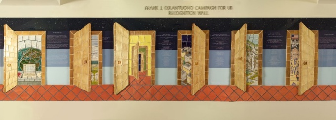 The mural of the Donor Recognition Wall. 