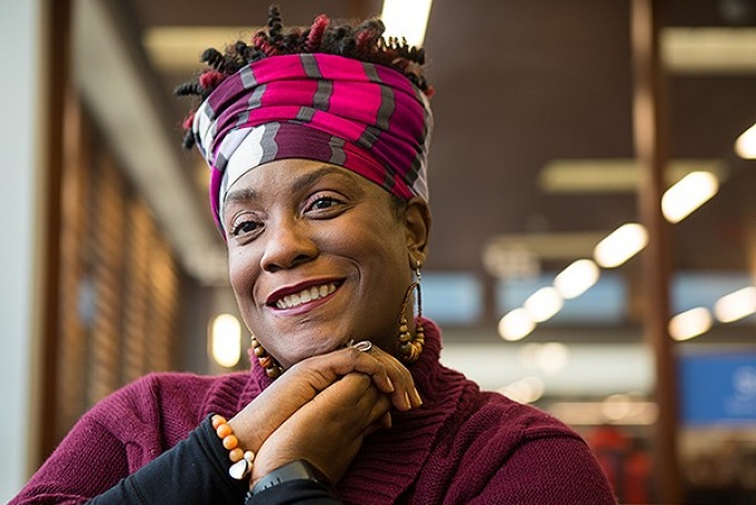 O'Mally in a university library. 