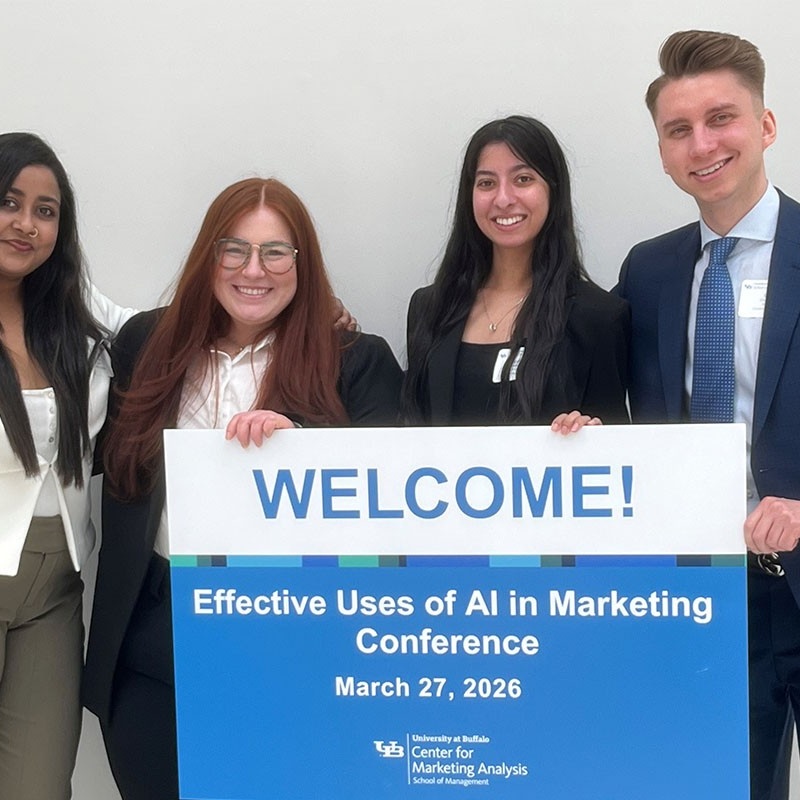 Photo of MBA student team, from left: Adrija Aditya, Marissa Pecorella, Shirley Bassarath and Basil Zmiyiwsky. 