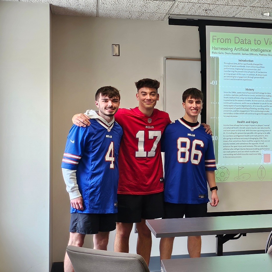 Photo of students Matt Skidmore, Blake Gallo, Devin Kowalski, Prof. Emerson, Cael Driscoll and Josh DiNicola. 