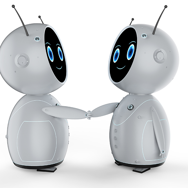 Robots shaking hands. 