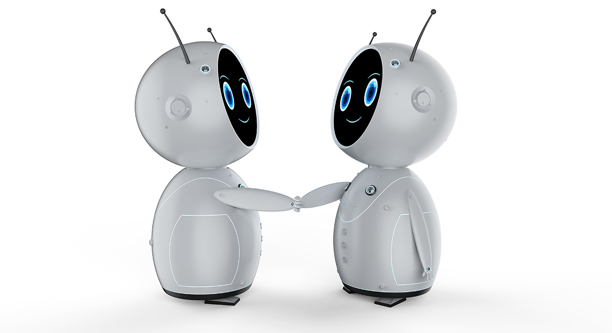 Robots shaking hands. 