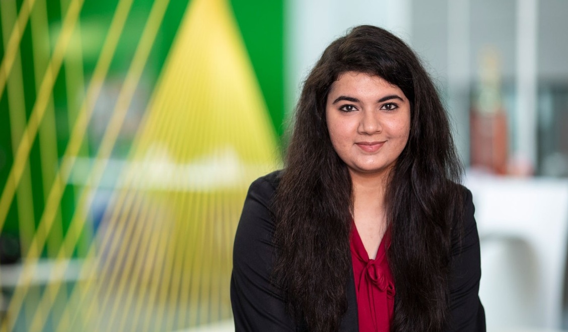 Anubha Singh, MS ’20, at the Innovation Center on the Buffalo Niagara Medical Campus. 
