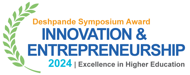Deshpande Symposium Award Innovation and Entreprenuership 2024 Excellence in Higher Education logo. Link goes to news story. 