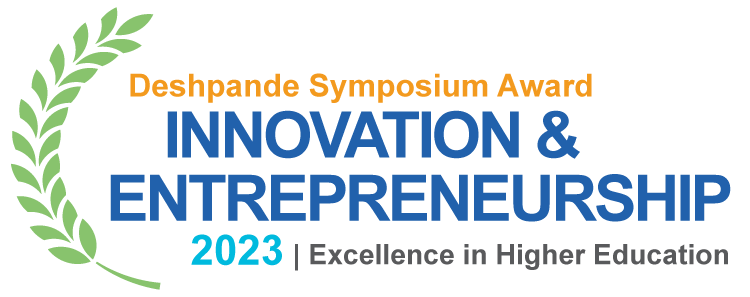 Deshpande Symposium Award Innovation and Entreprenuership 2023 Excellence in Higher Education logo. Link goes to news story. 
