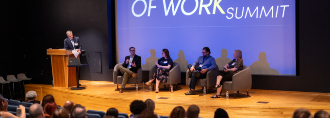 Future of Work Summit stage. 