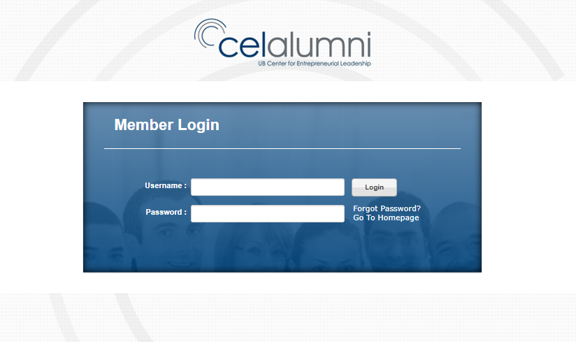 CEL Alumni webiste login page.