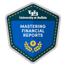 Micro-credential badge for the Mastering Your Financial Reports program. 