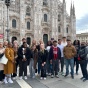 Students in front of the Duomo di Milano in Italy. Link goes to page about European opportunities. 