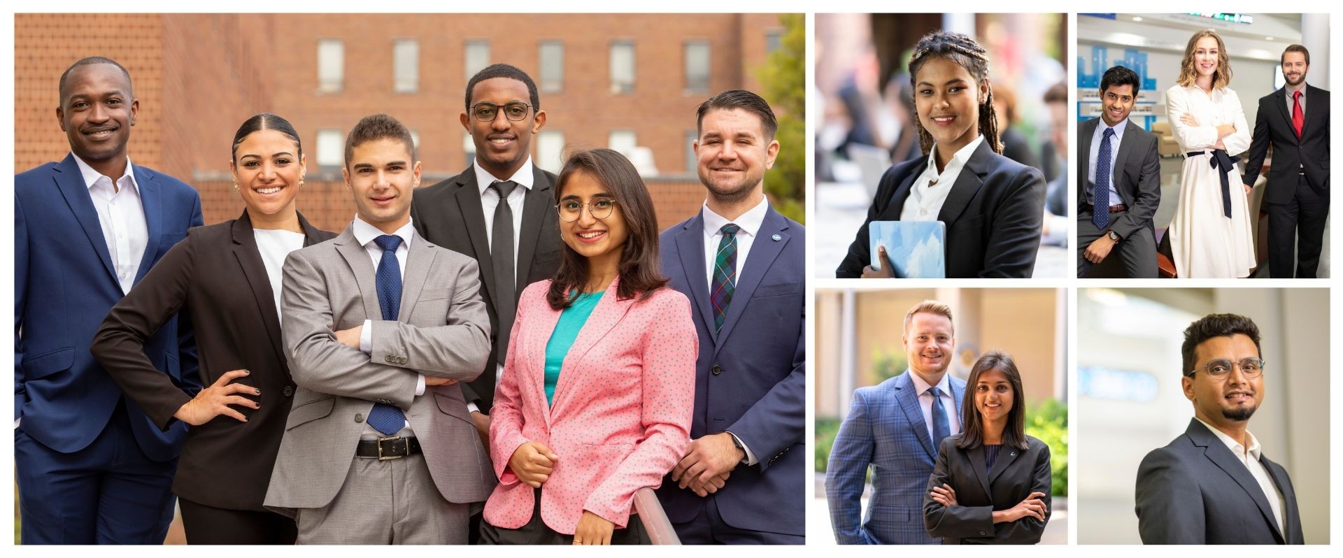 Collage of UB School of Management photos of graduate students. 