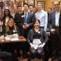 School of Management staff and alumni at a dinner in a restaurant New York City. 