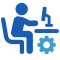 an icon depicting a person sitting at a computer. 