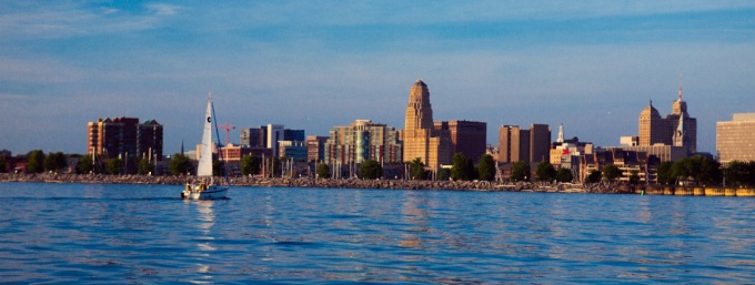 Buffalo New York as seen from the river. 