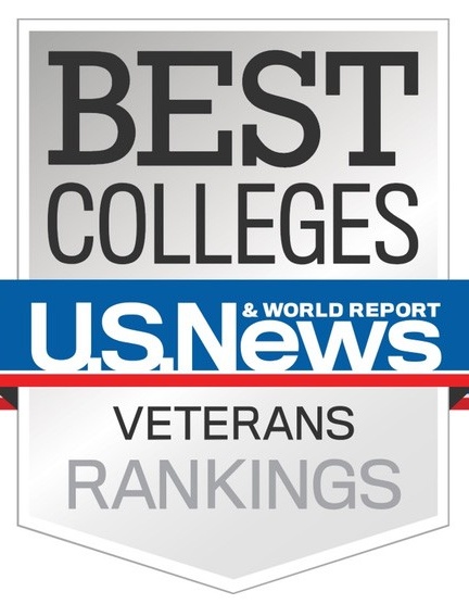 U.S. News & World Report logo with text that reads "Best Colleges Veterans Rankings". 